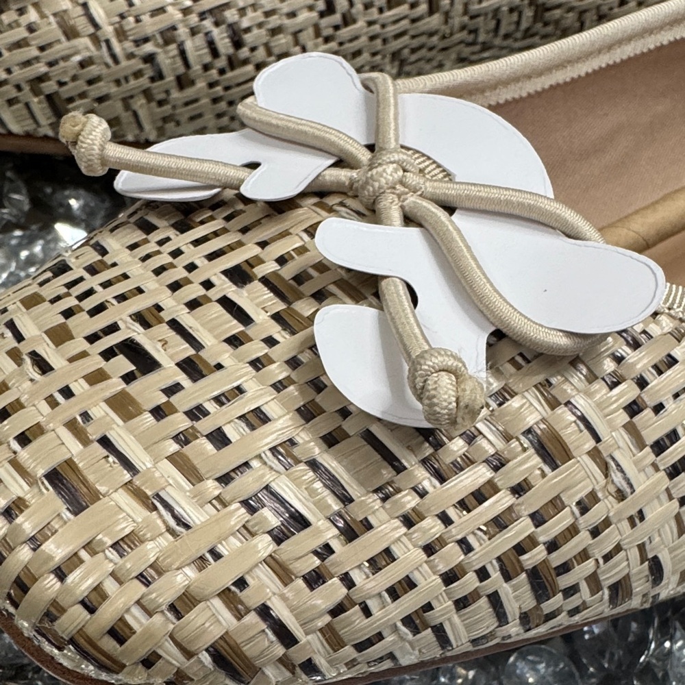 Franco Sarto Abigail Beige Woven Flats with White Bow Accents NEW 9W - Picture 14 of 14